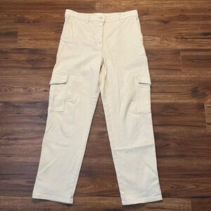 Wilfred Aritzia‎ Cream High Rise Cargo Pants Women 12 Utility Skater Preppy